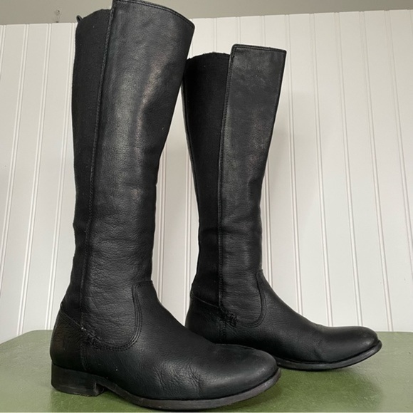 Frye MOLLY GORE Riding Boots in Black Buffalo Leather *Mexico* - Picture 10 of 10